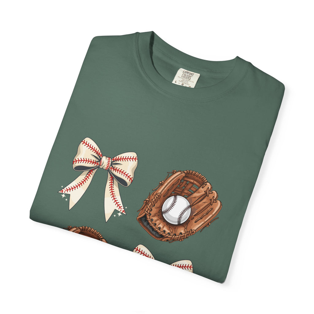 Baseball Glove and Ribbon T-Shirt | Sports Bow Graphic Tee