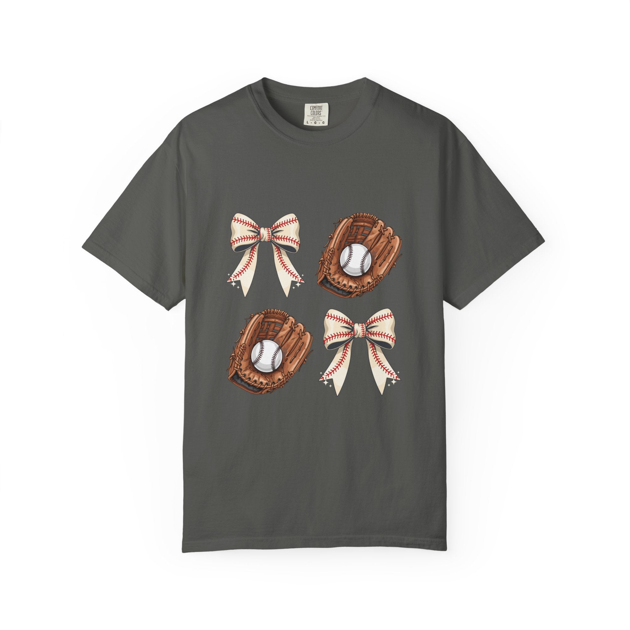 Baseball Glove and Ribbon T-Shirt | Sports Bow Graphic Tee