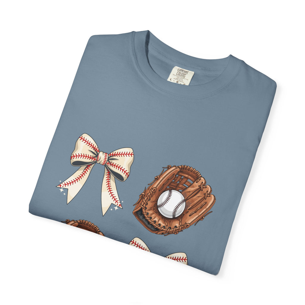 Baseball Glove and Ribbon T-Shirt | Sports Bow Graphic Tee