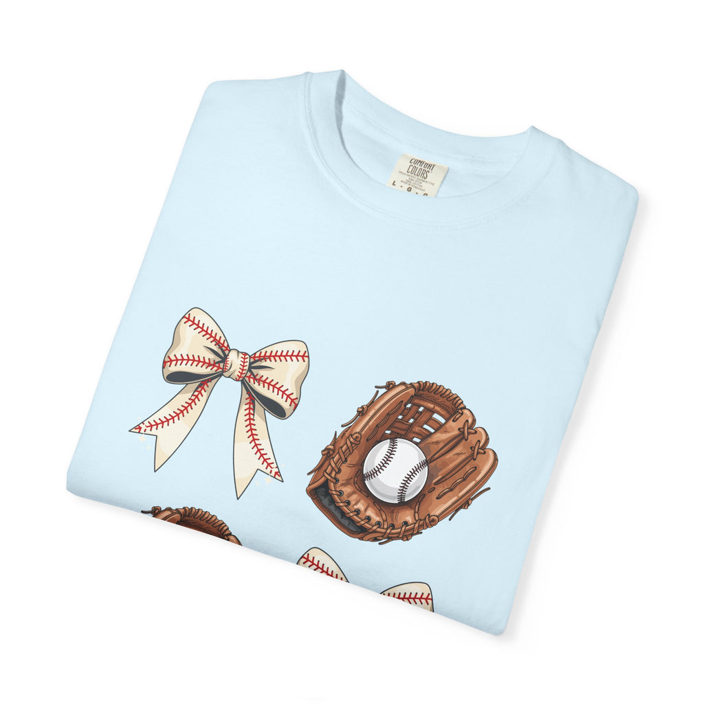 Baseball Glove and Ribbon T-Shirt | Sports Bow Graphic Tee