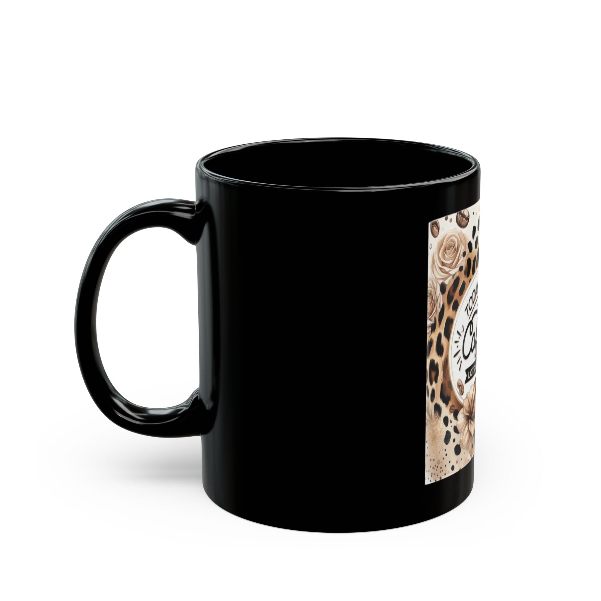 Today's Vibe Coffee Mug | Black Ceramic Coffee Cup, Coffee Beans Design