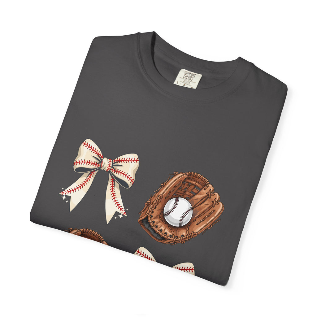 Baseball Glove and Ribbon T-Shirt | Sports Bow Graphic Tee