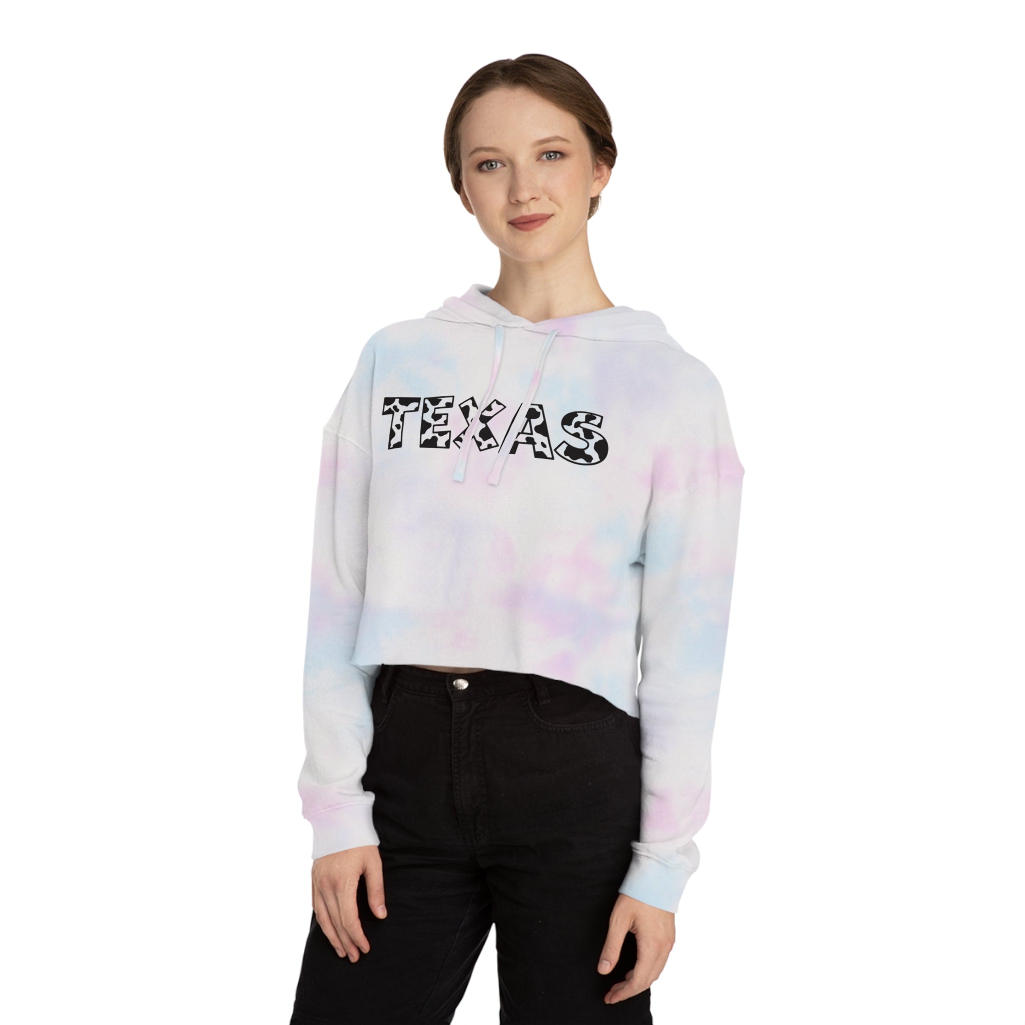 Texas Leopard Print Cropped Hoodie | State Outline Graphic