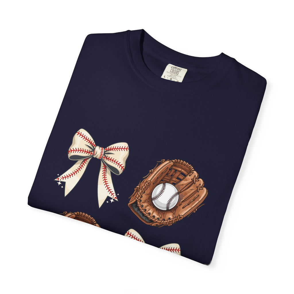Baseball Glove and Ribbon T-Shirt | Sports Bow Graphic Tee