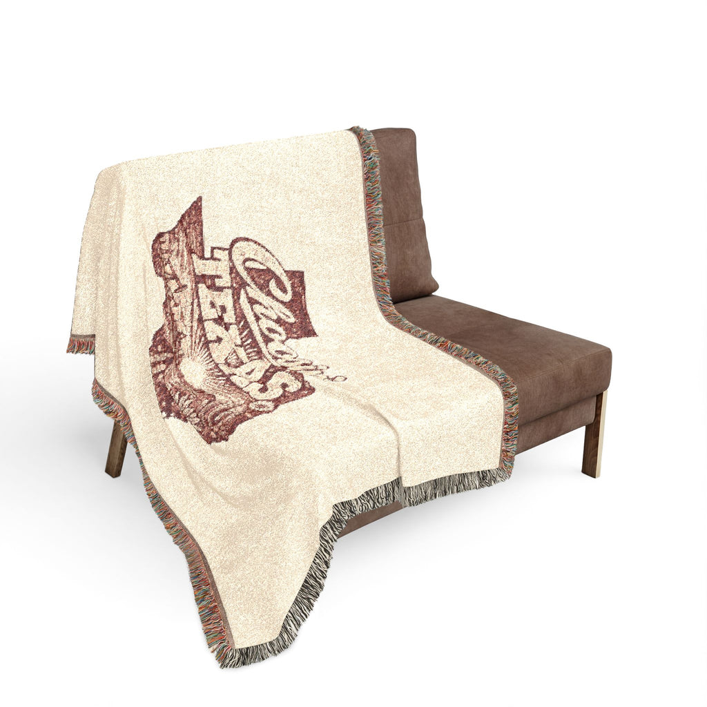Classic Texas Map Woven Blanket | State Outline Throw, Rustic Lonestar Design