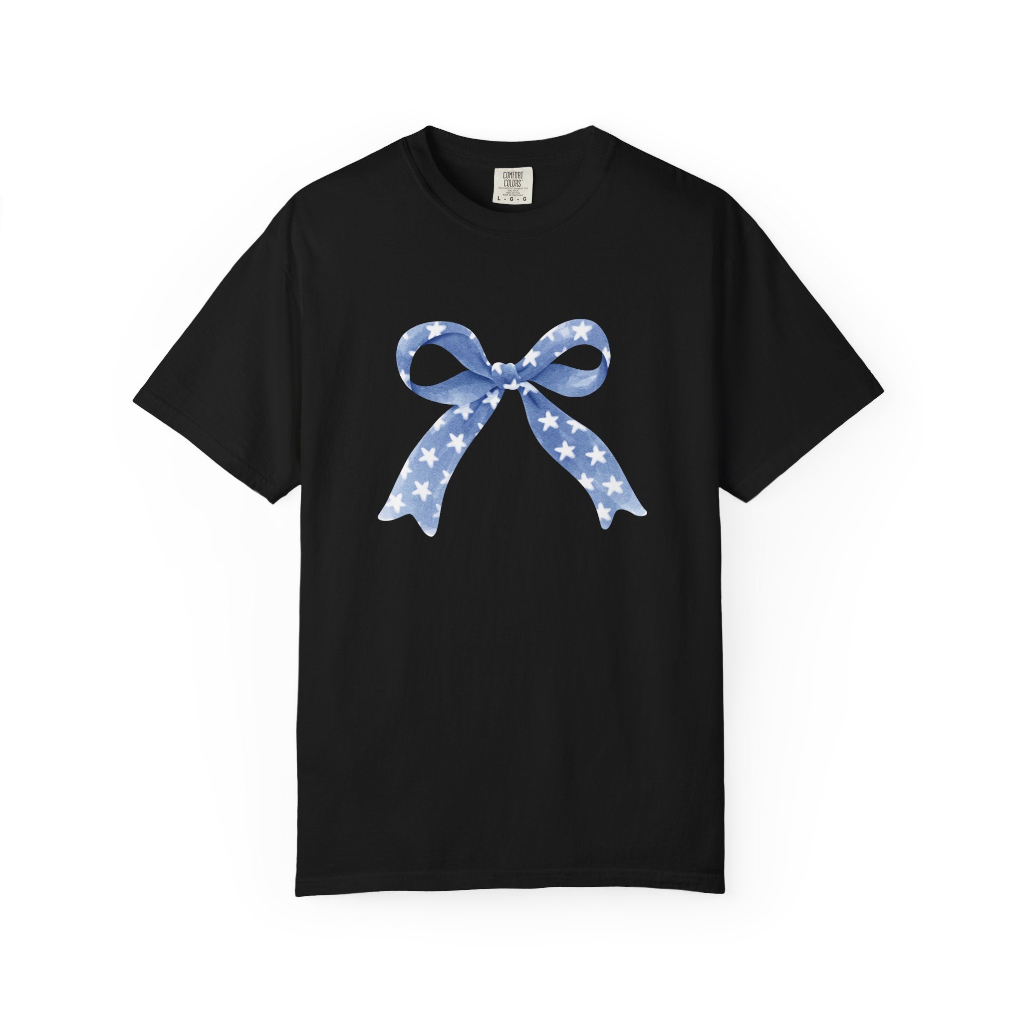 Blue Star Ribbon T-Shirt | Patriotic Bow Graphic