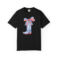 Patriotic Cowboy Boot with Bow T-shirt | American Flag Western Tee