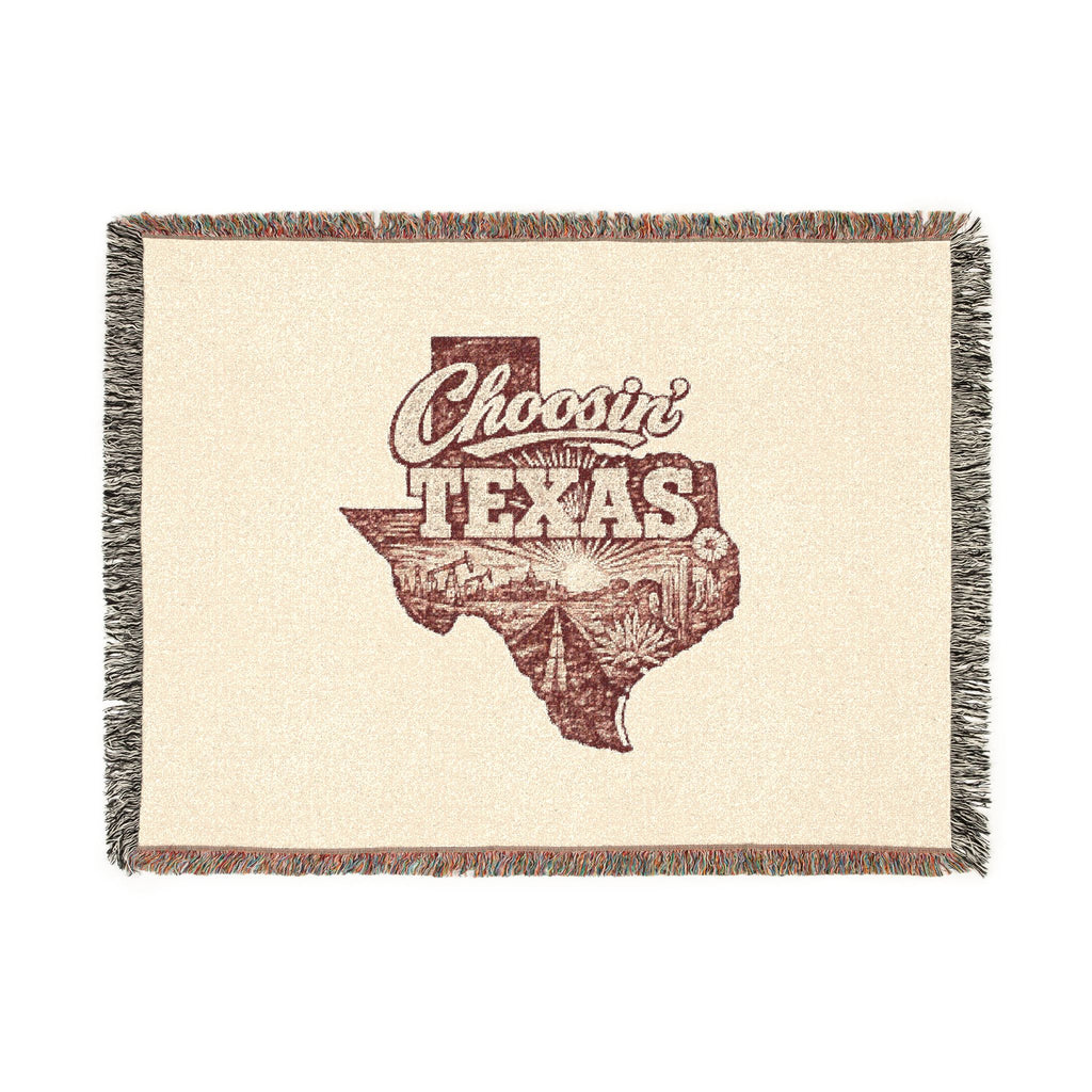 Classic Texas Map Woven Blanket | State Outline Throw, Rustic Lonestar Design