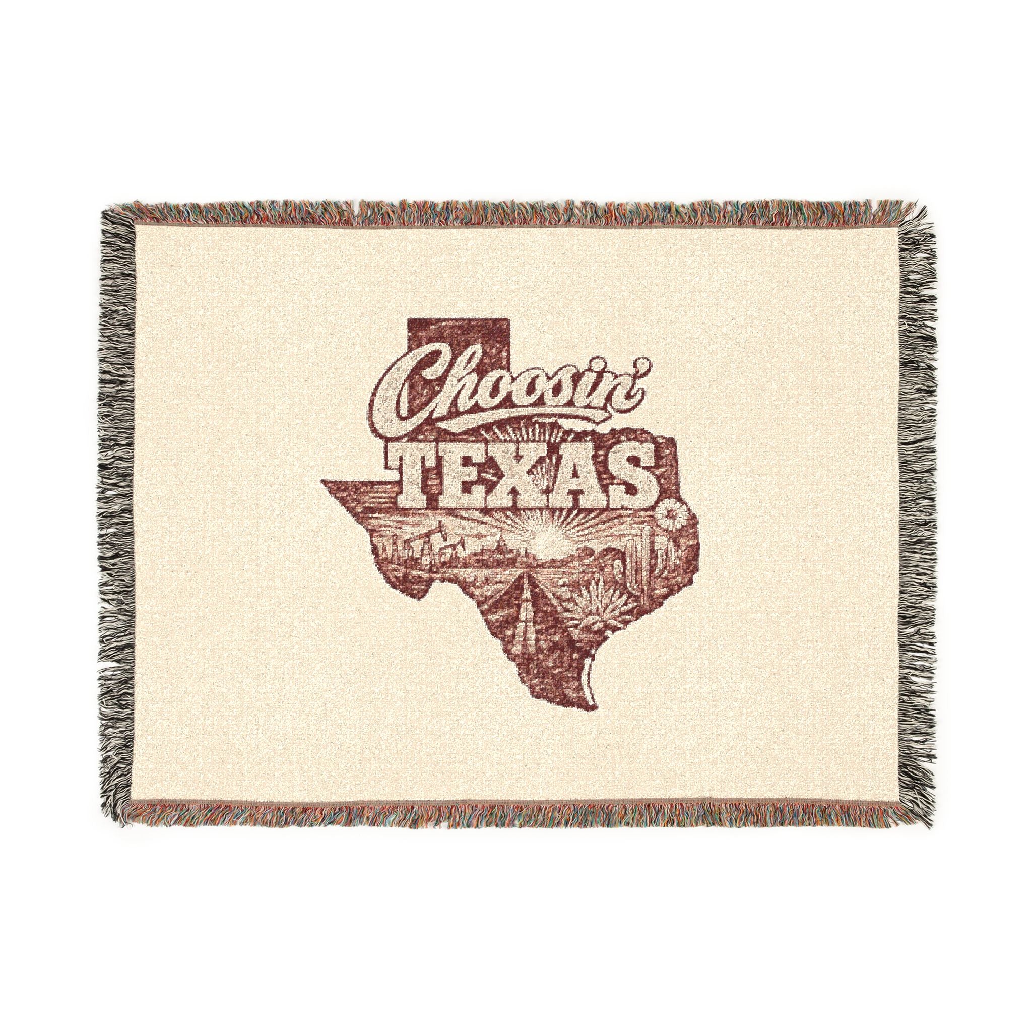 Classic Texas Map Woven Blanket | State Outline Throw, Rustic Lonestar Design