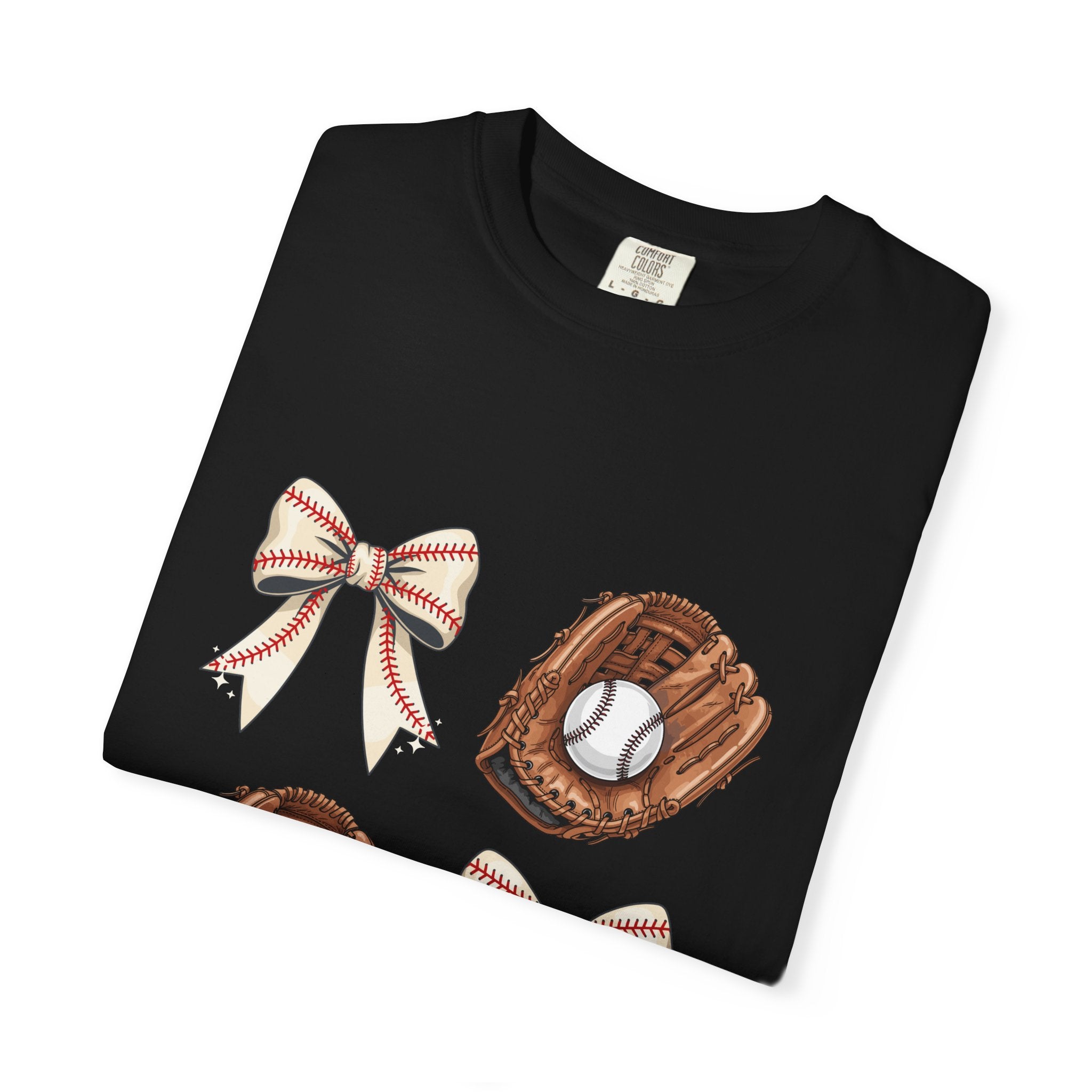 Baseball Glove and Ribbon T-Shirt | Sports Bow Graphic Tee