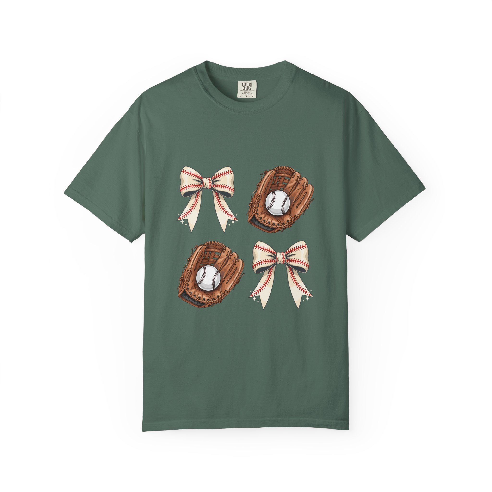 Baseball Glove and Ribbon T-Shirt | Sports Bow Graphic Tee