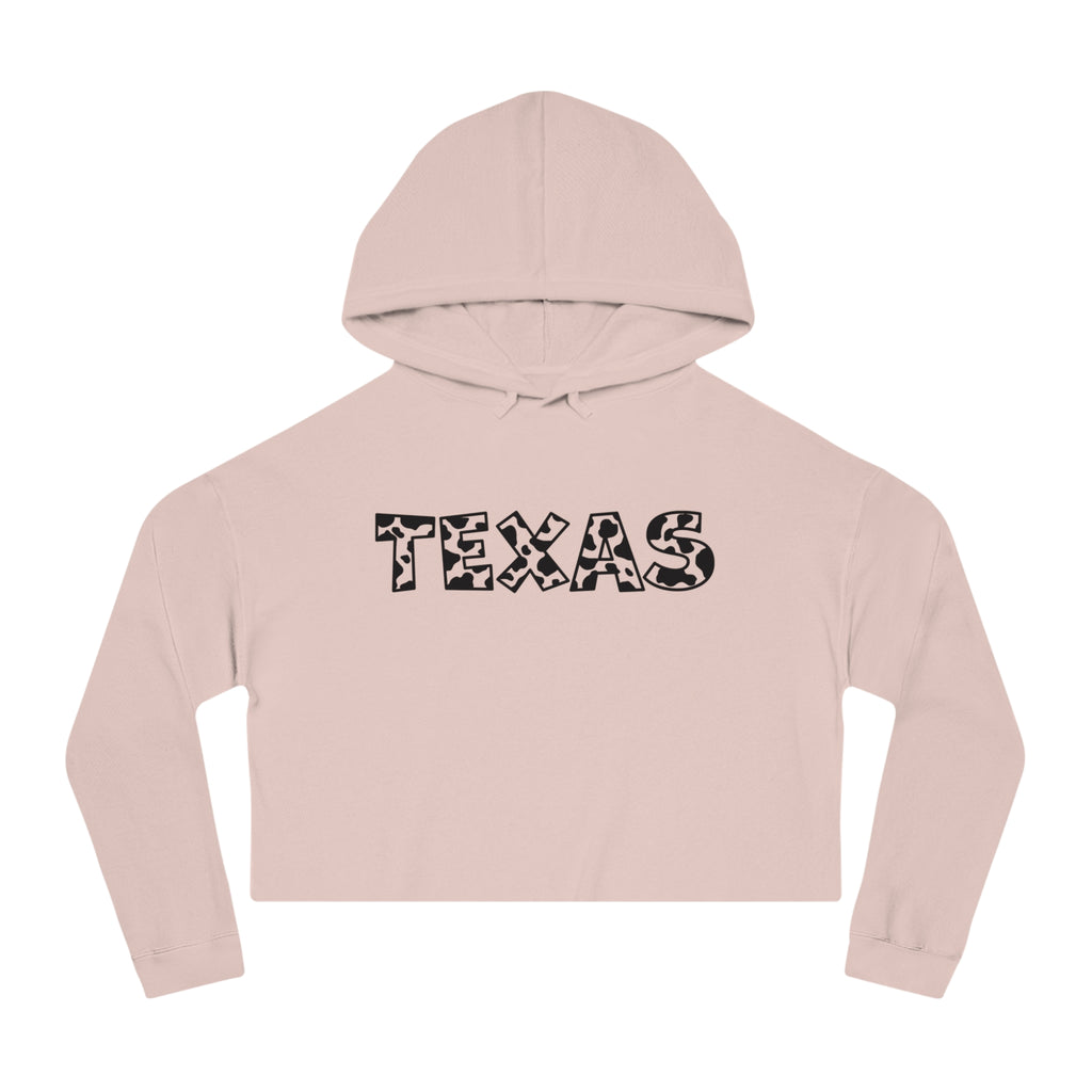 Texas Leopard Print Cropped Hoodie | State Outline Graphic