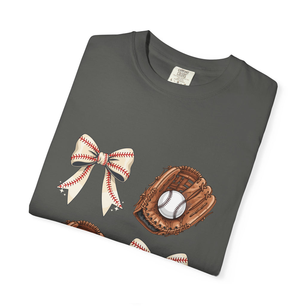 Baseball Glove and Ribbon T-Shirt | Sports Bow Graphic Tee