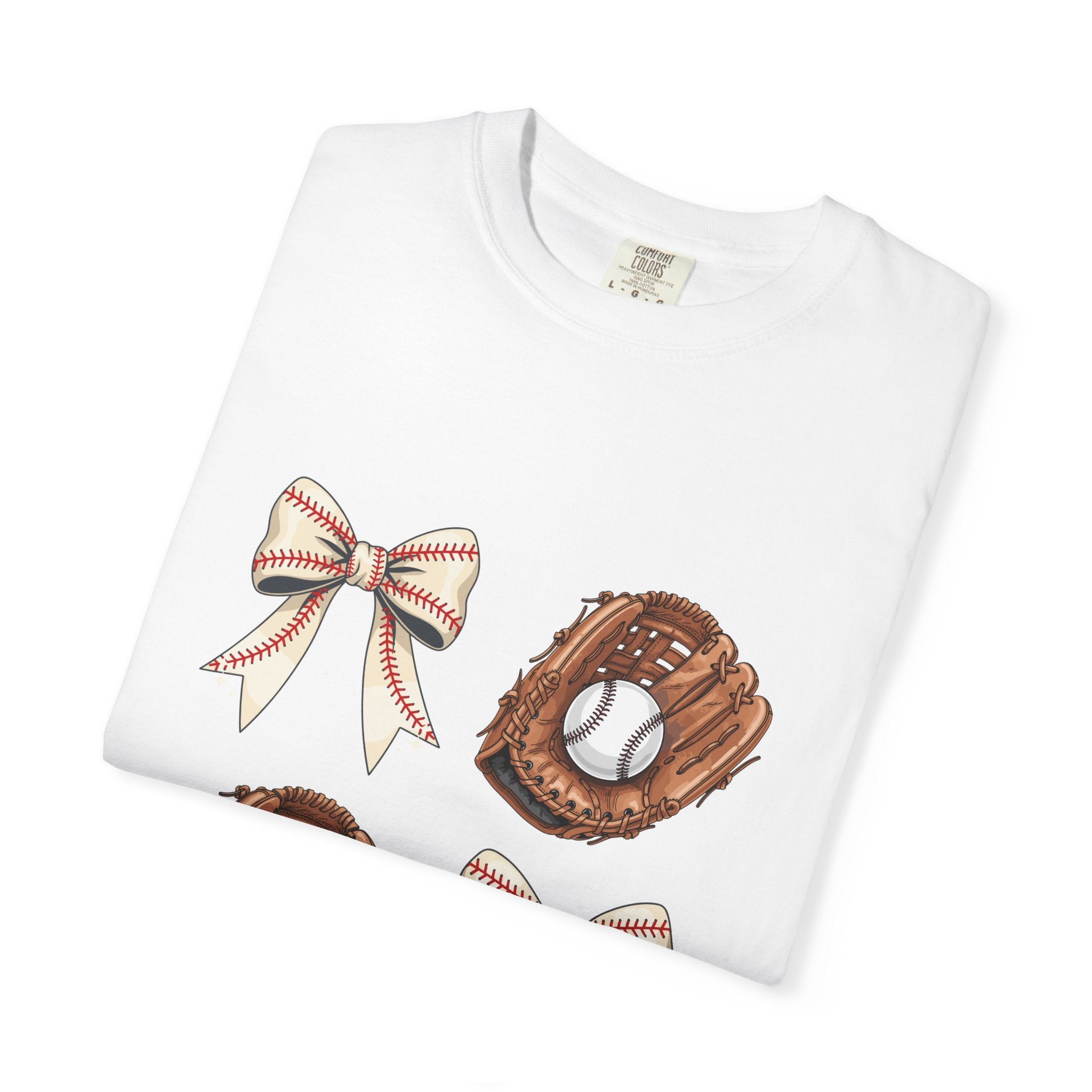 Baseball Glove and Ribbon T-Shirt | Sports Bow Graphic Tee