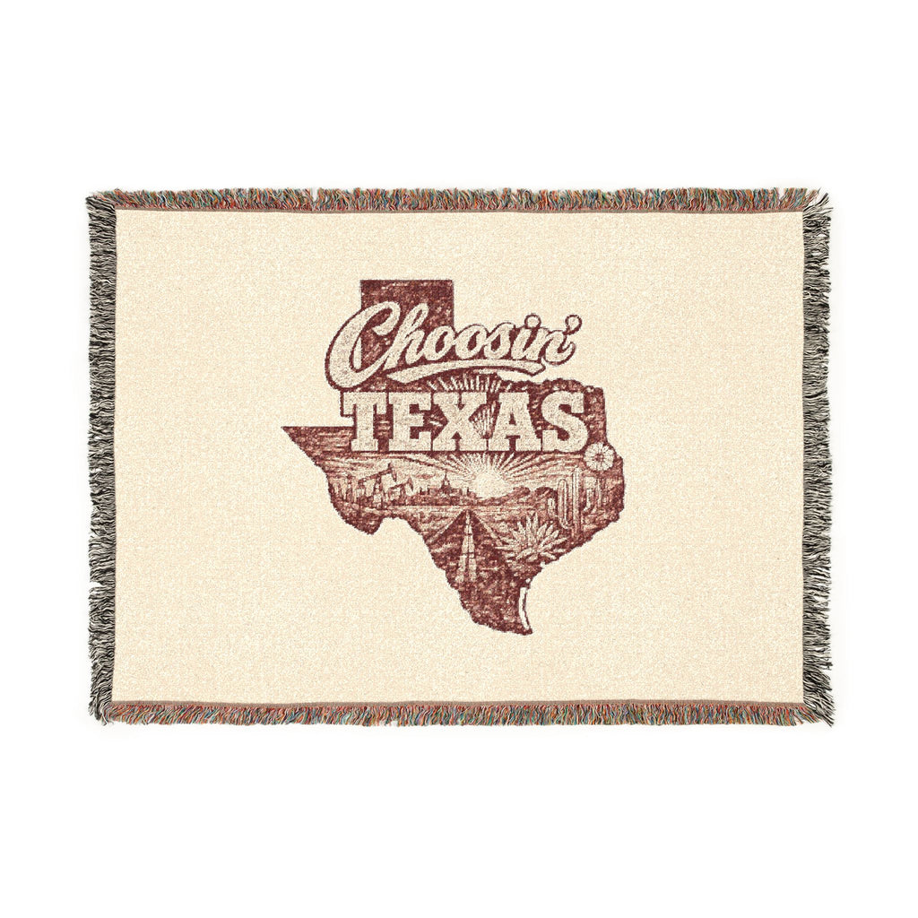Classic Texas Map Woven Blanket | State Outline Throw, Rustic Lonestar Design
