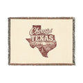 Classic Texas Map Woven Blanket | State Outline Throw, Rustic Lonestar Design