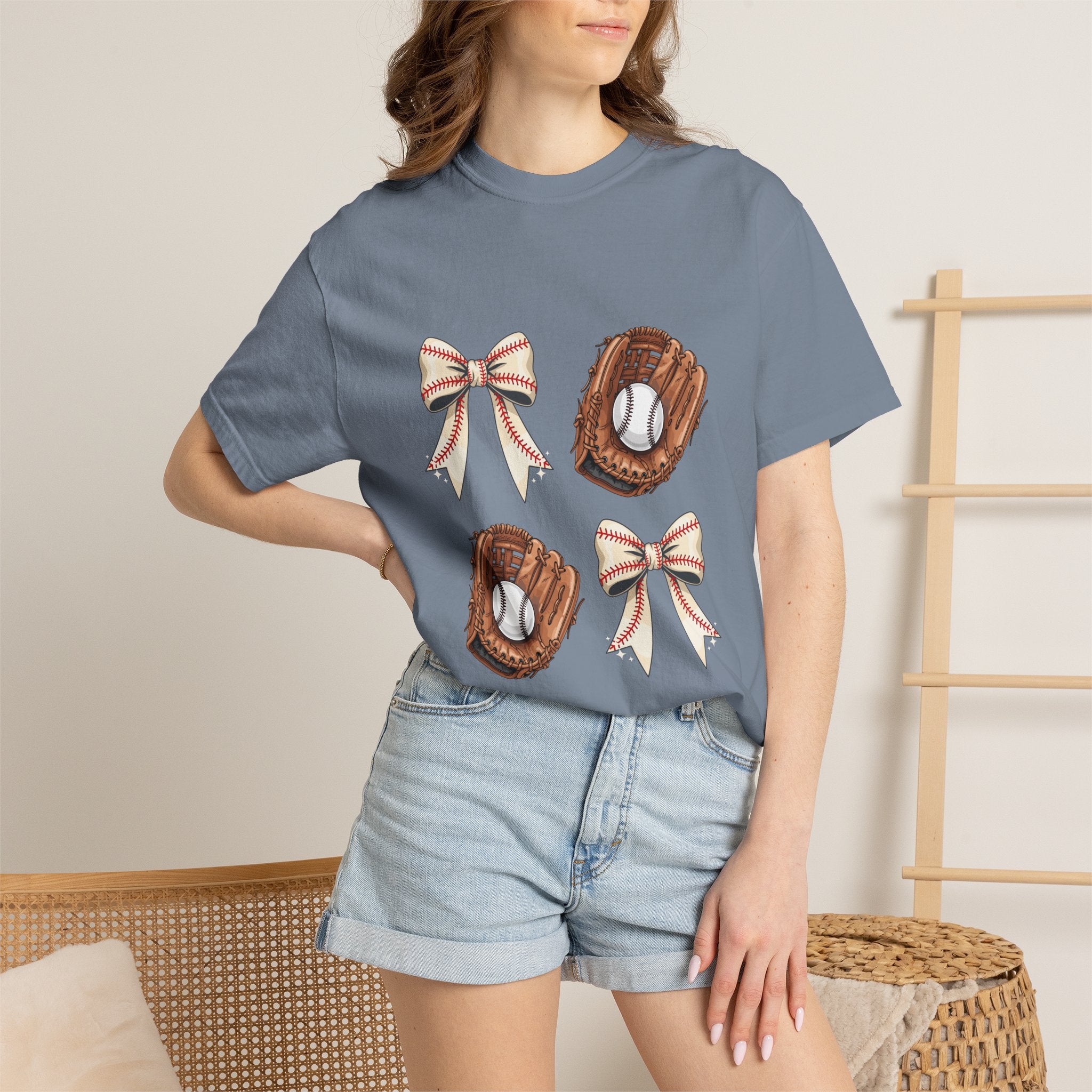 Baseball Glove and Ribbon T-Shirt | Sports Bow Graphic Tee