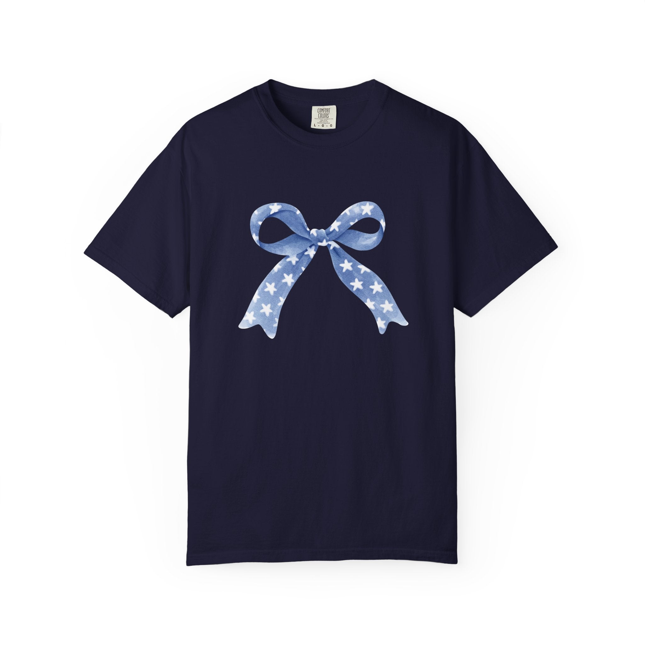 Blue Star Ribbon T-Shirt | Patriotic Bow Graphic