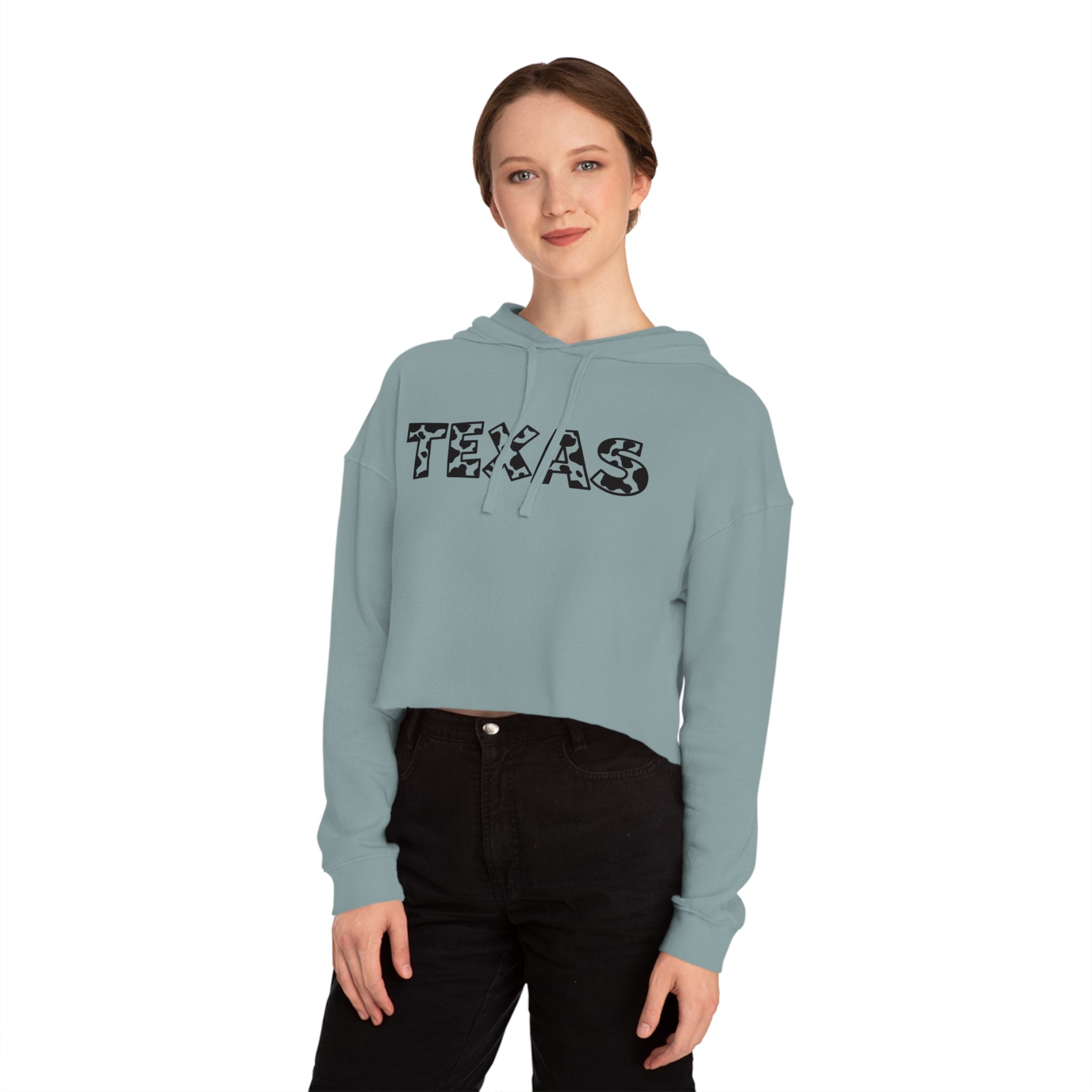 Texas Leopard Print Cropped Hoodie | State Outline Graphic