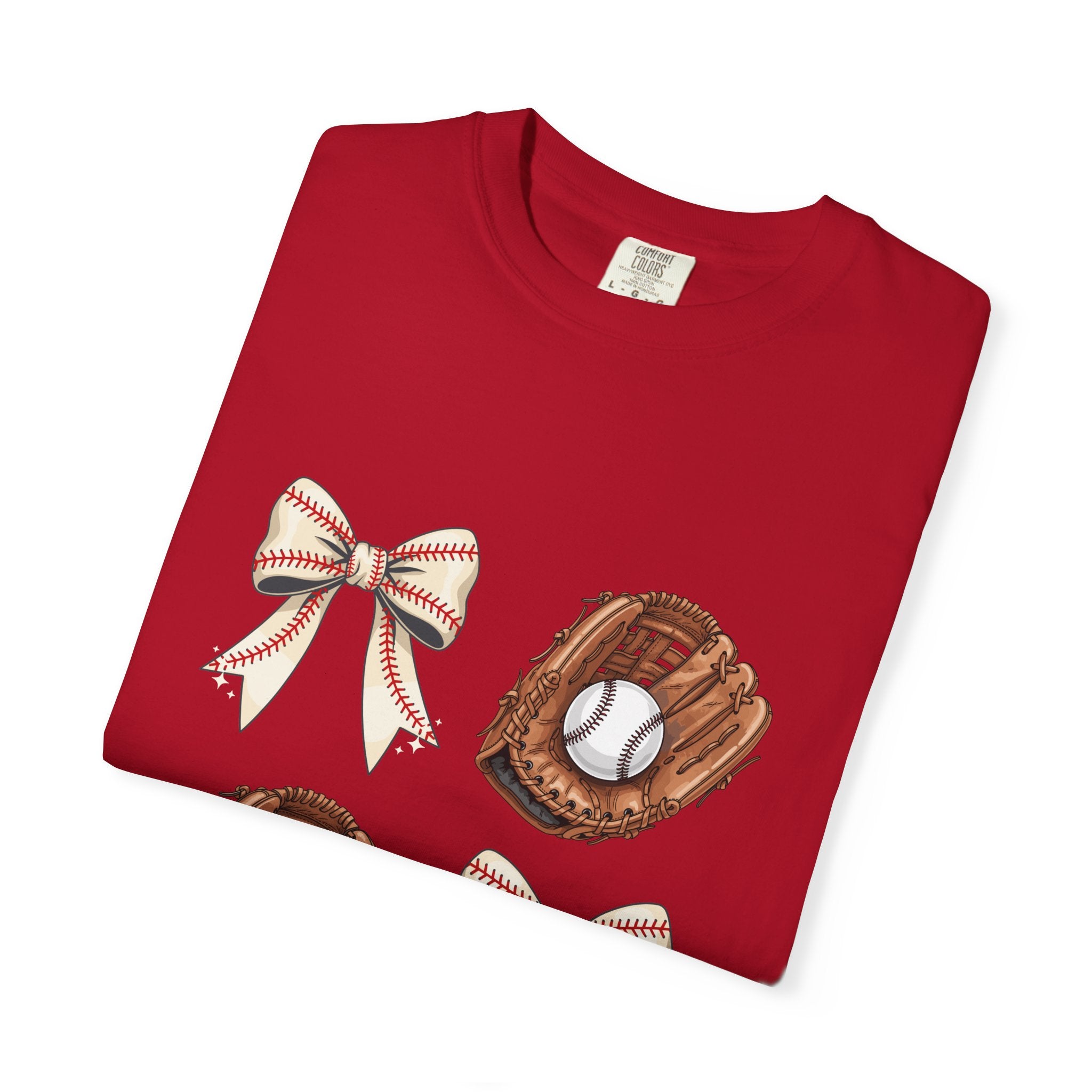 Baseball Glove and Ribbon T-Shirt | Sports Bow Graphic Tee