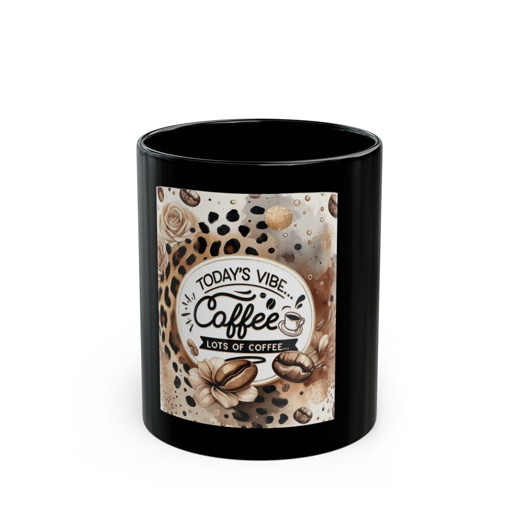 Today's Vibe Coffee Mug | Black Ceramic Coffee Cup, Coffee Beans Design