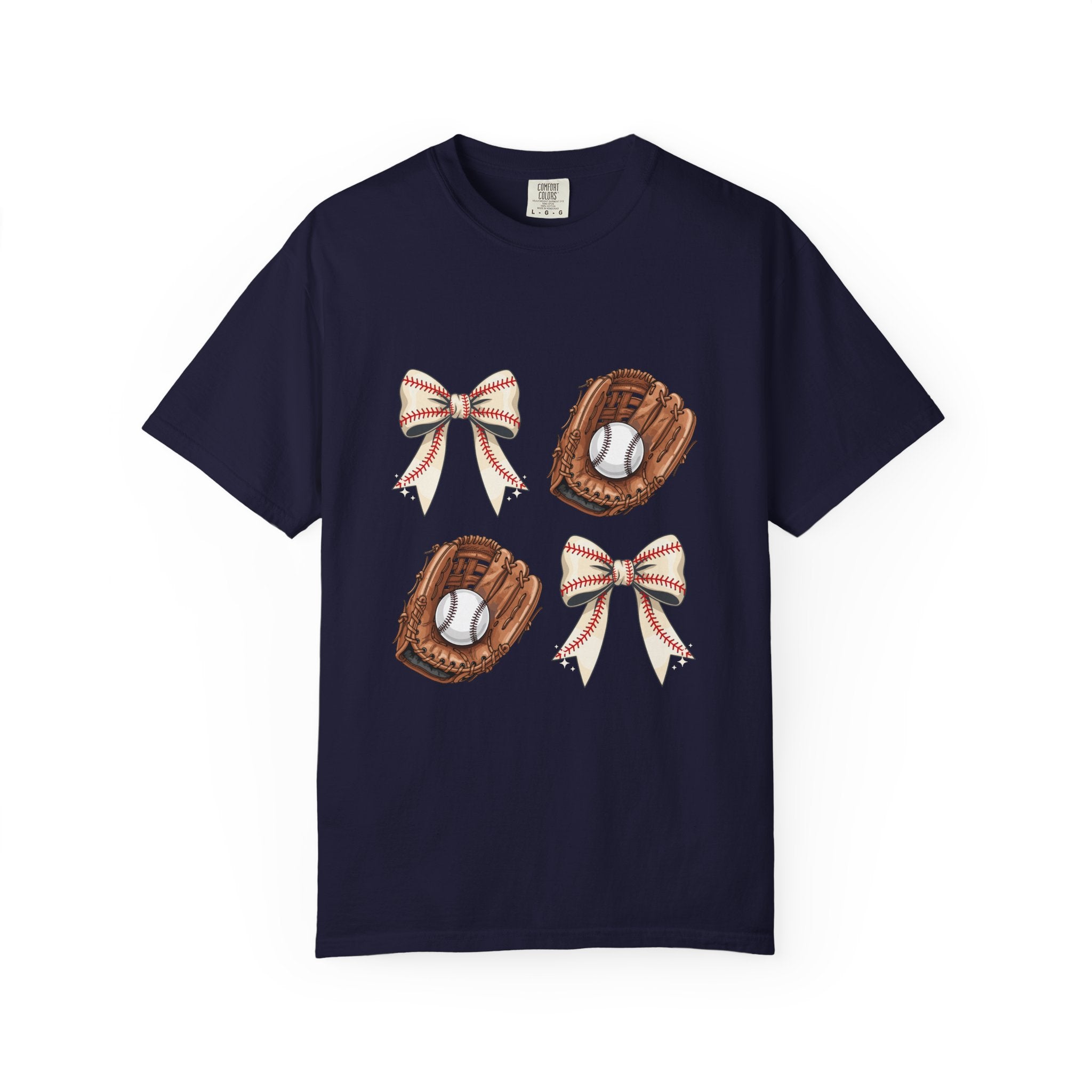 Baseball Glove and Ribbon T-Shirt | Sports Bow Graphic Tee