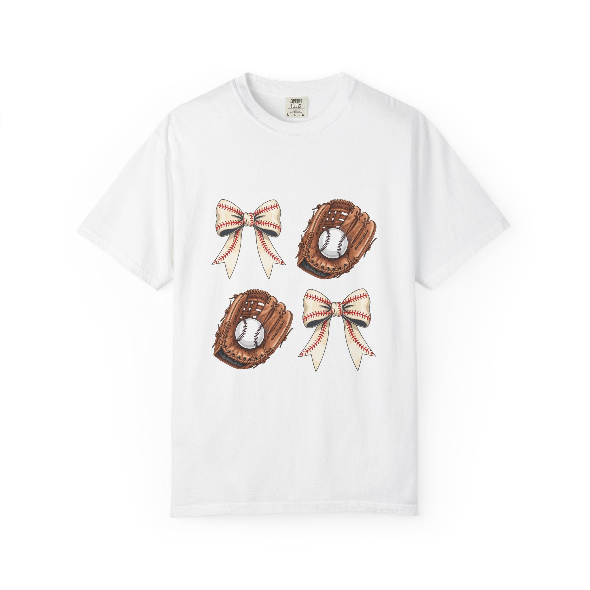 Baseball Glove and Ribbon T-Shirt | Sports Bow Graphic Tee