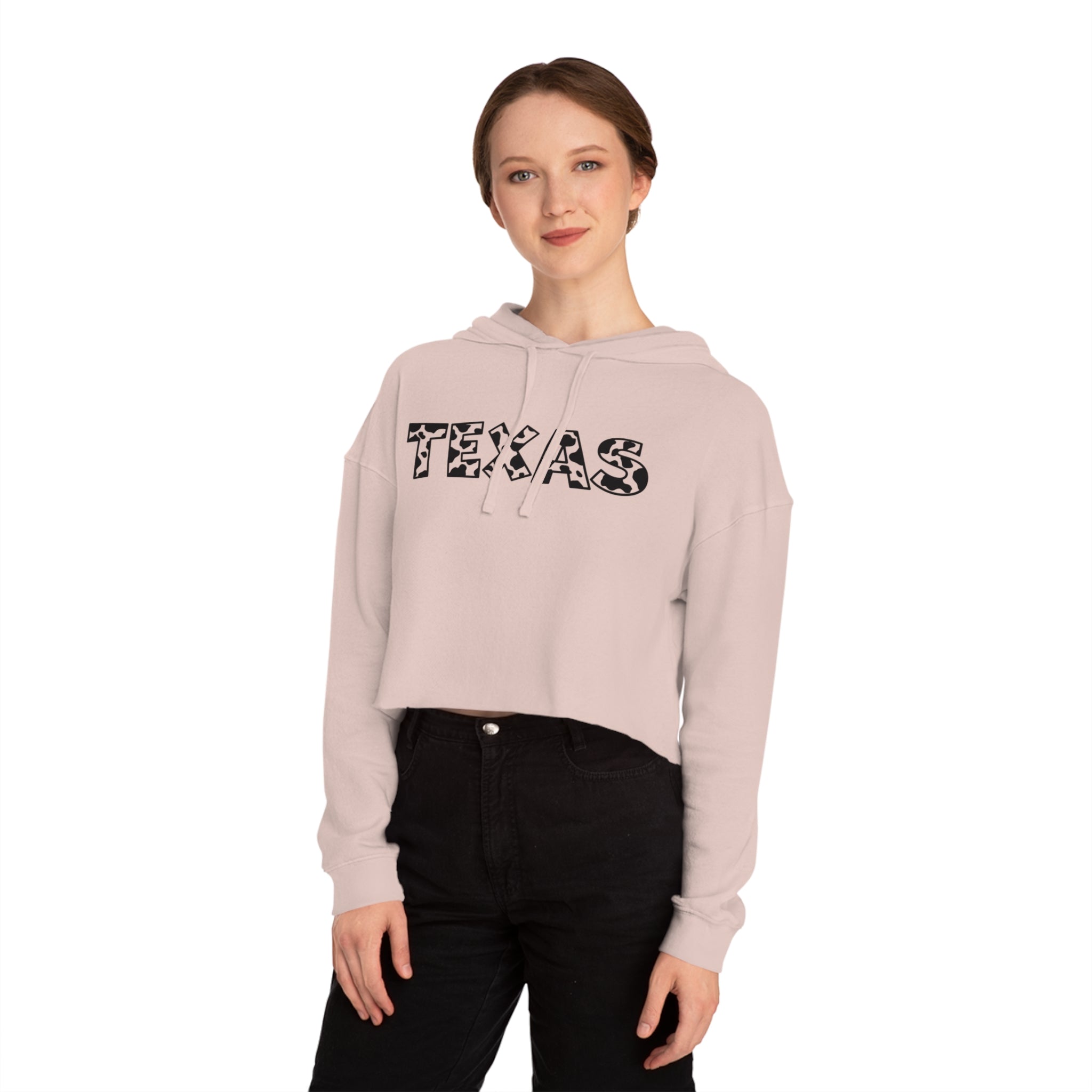 Texas Leopard Print Cropped Hoodie | State Outline Graphic