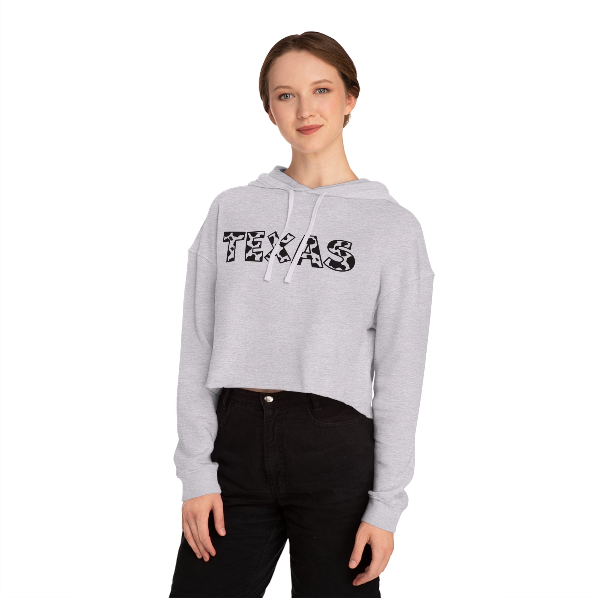 Texas Leopard Print Cropped Hoodie | State Outline Graphic