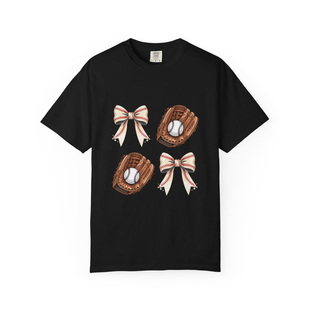 Baseball Glove and Ribbon T-Shirt | Sports Bow Graphic Tee
